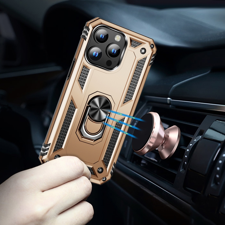  iPhone 15 Pro Max Skal Shockproof Armor Ring Guld