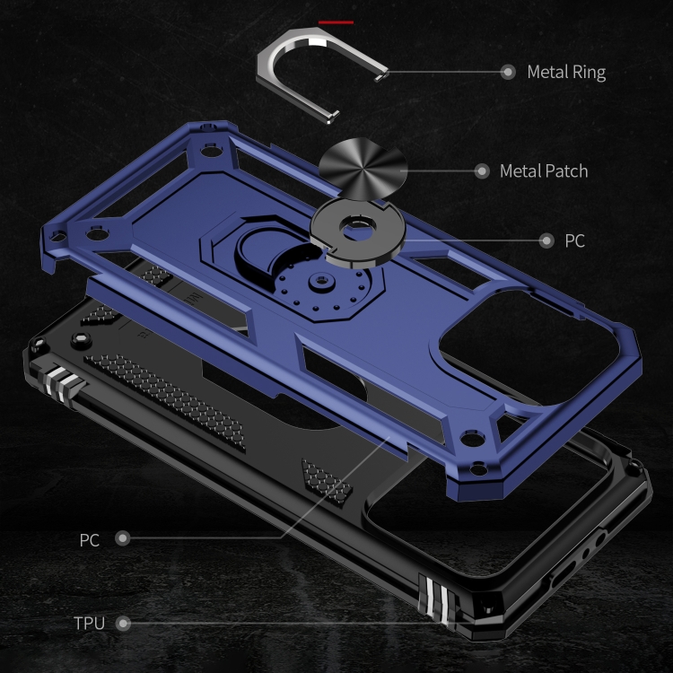  iPhone 15 Pro Max Skal Shockproof Armor Ring Blå