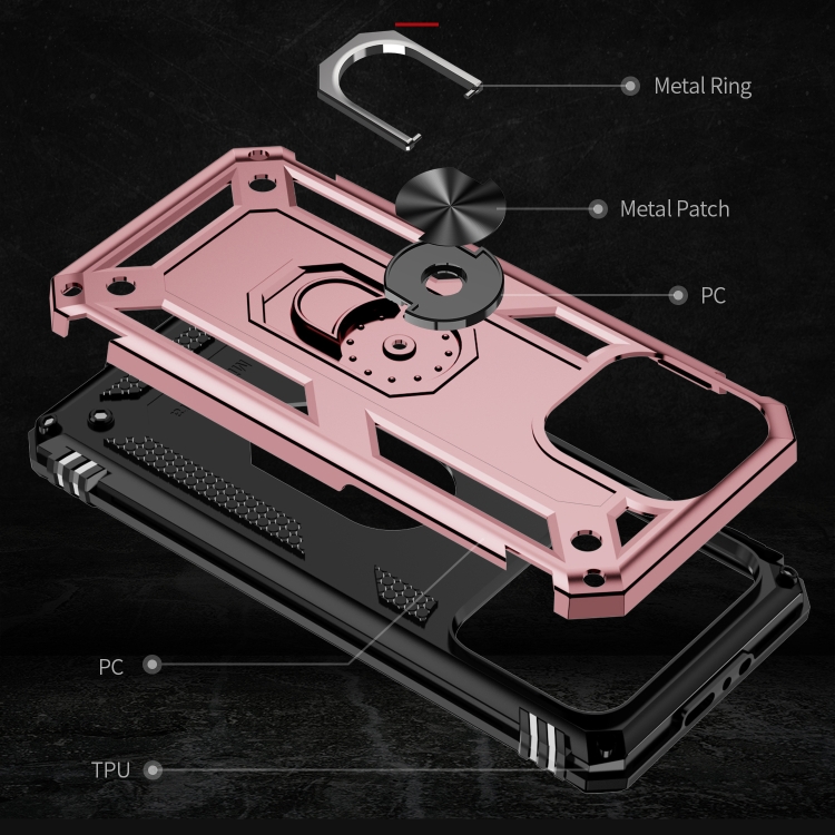  iPhone 15 Pro Max Skal Shockproof Armor Ring Roséguld