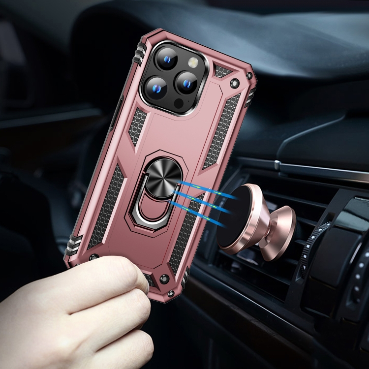  iPhone 15 Pro Max Skal Shockproof Armor Ring Roséguld