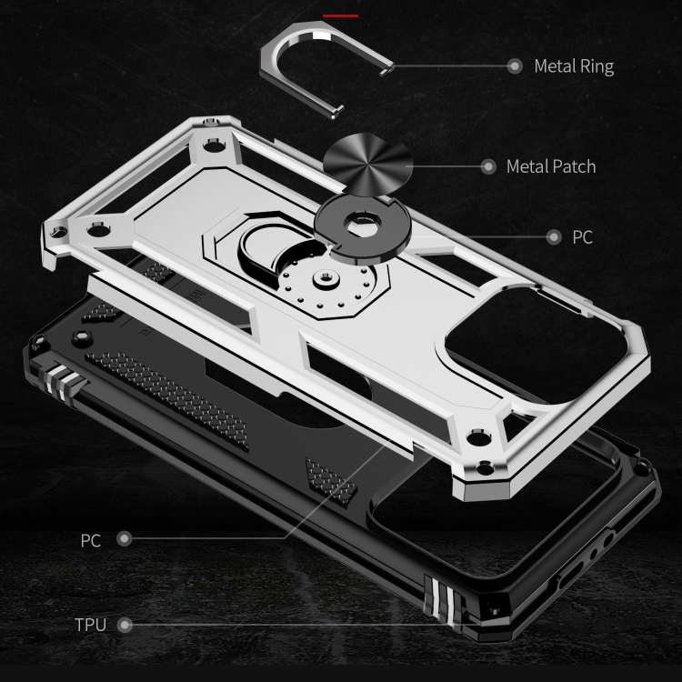  iPhone 15 Pro Max Skal Shockproof Armor Ring Silver