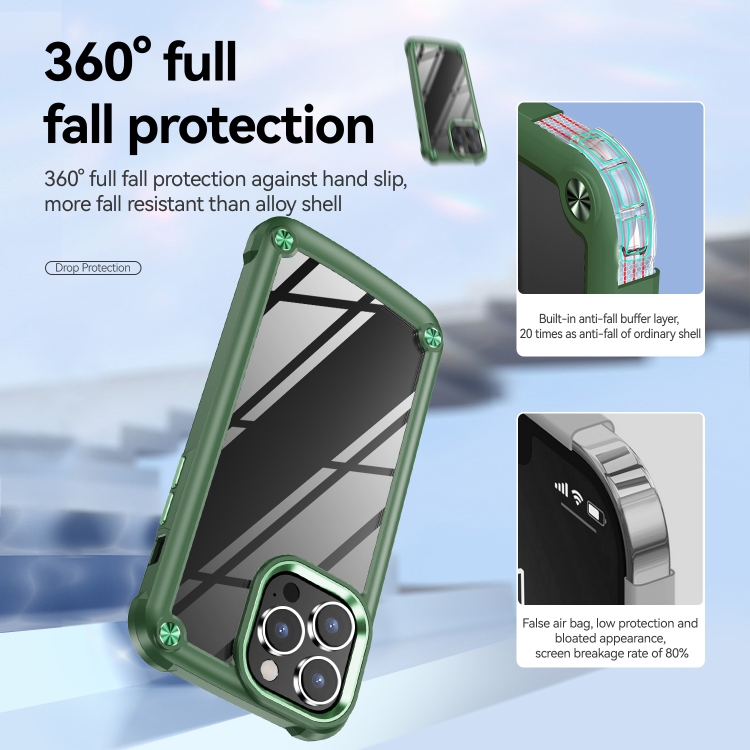  iPhone 15 Pro Max Skal Armor Shockproof Hybrid Grön