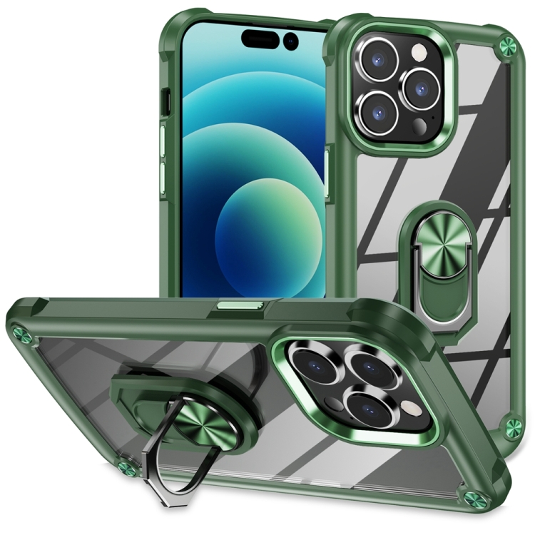  iPhone 15 Pro Max Skal Shockproof Ring Hybrid Grön