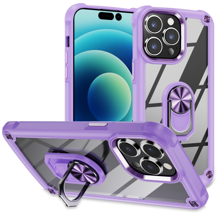 iPhone 15 Pro Max Skal Shockproof Ring Hybrid Lila
