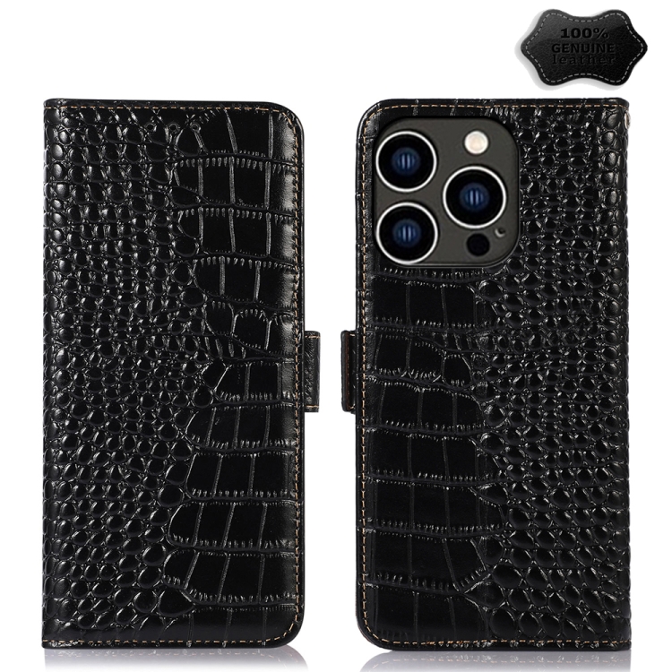  iPhone 15 Pro Max Fodral Krokodil Textur Svart