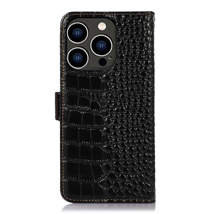  iPhone 15 Pro Max Fodral Krokodil Textur Svart
