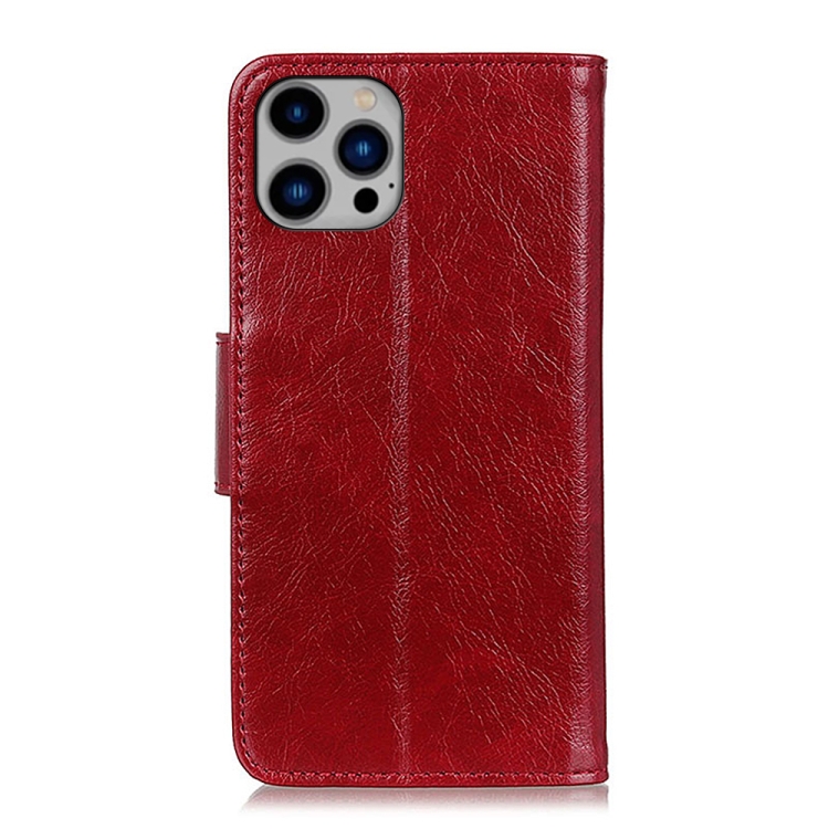  iPhone 15 Pro Max Fodral Läder Nappa Textur Röd