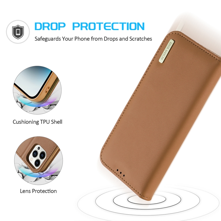 DUX DUCIS DUX DUCIS iPhone 15 Pro Max Fodral Hivo Äkta Läder Brun