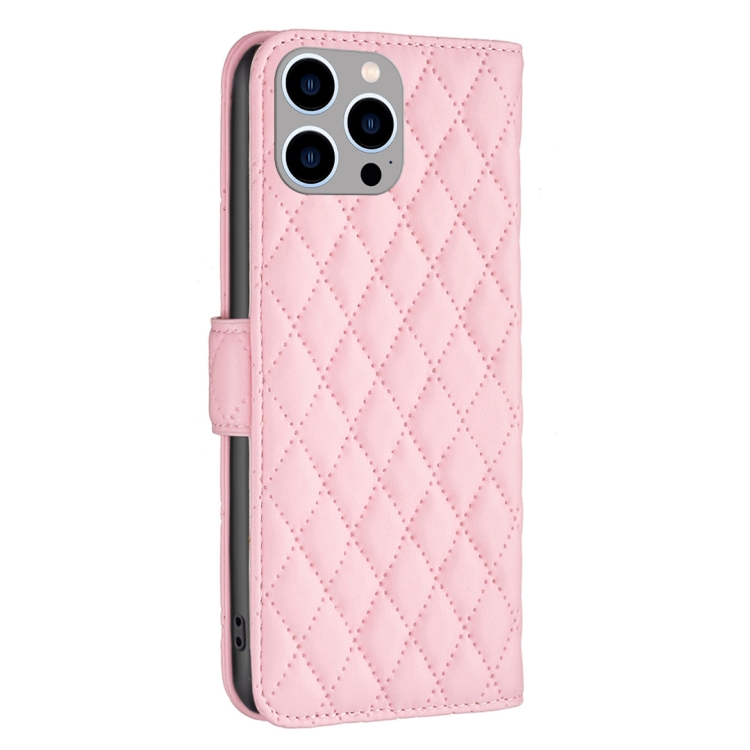  iPhone 15 Pro Max Fodral Diamond Läder Rosa