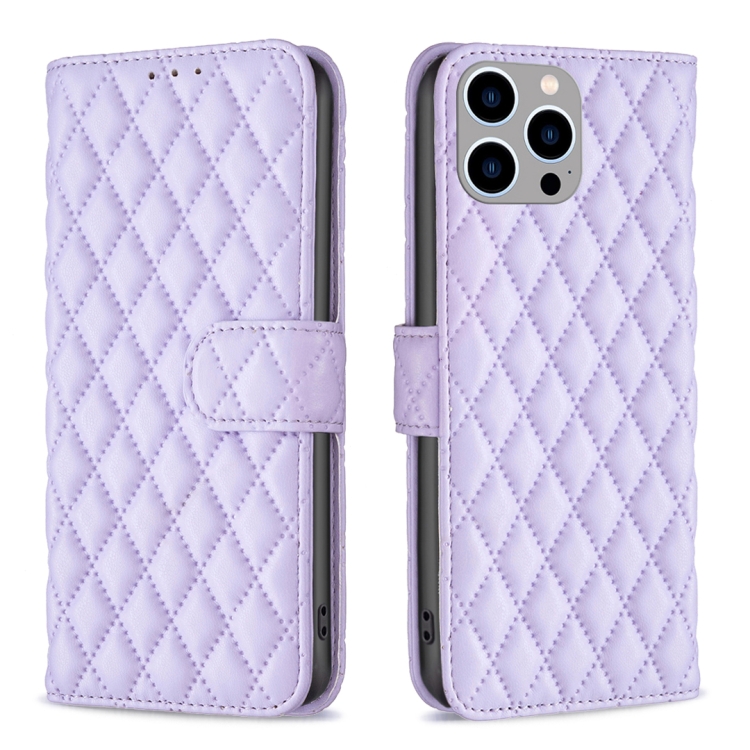  iPhone 15 Pro Max Fodral Diamond Läder Lila