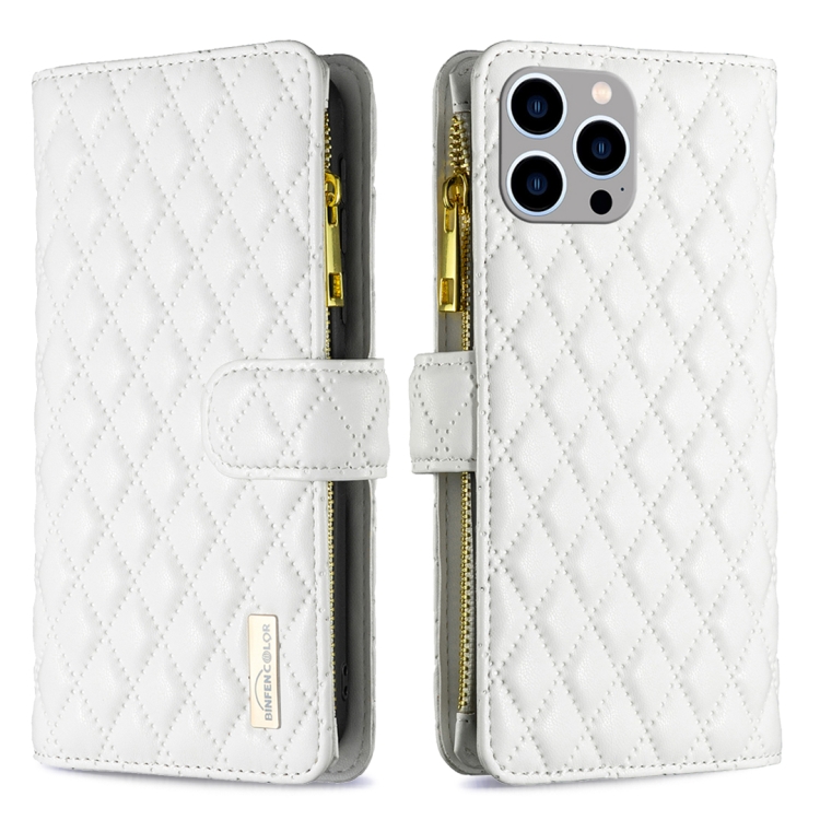 BINFEN BINFEN iPhone 15 Pro Max Fodral Diamond Multifunktionell Vit