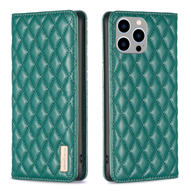 BINFEN BINFEN iPhone 15 Pro Max Fodral Diamond Flip Läder Grön