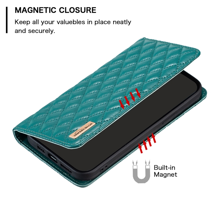 BINFEN BINFEN iPhone 15 Pro Max Fodral Diamond Flip Läder Grön