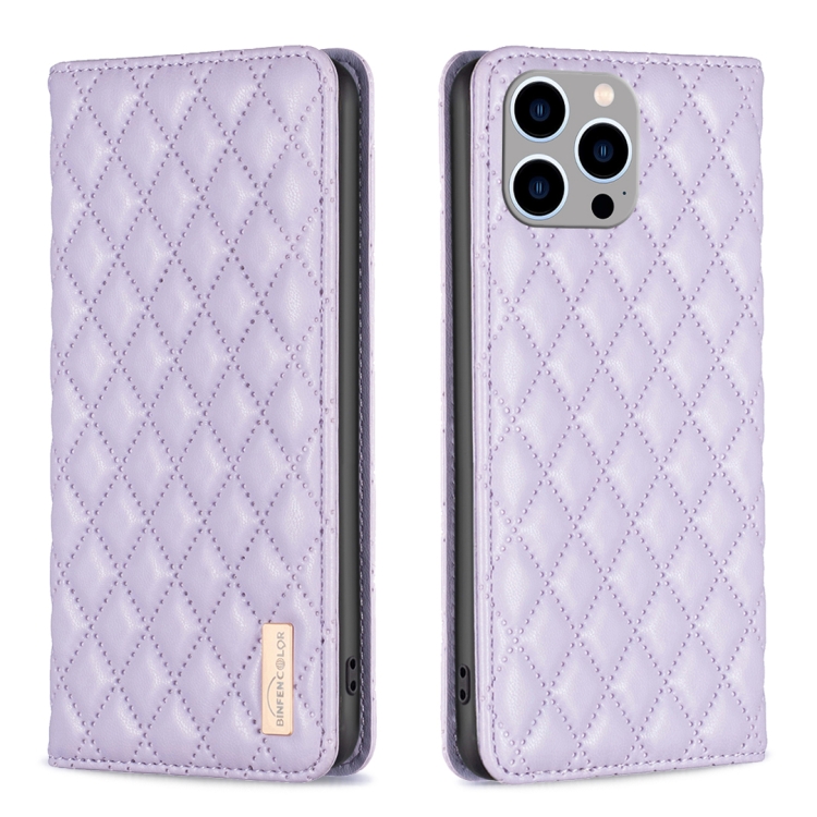 BINFEN BINFEN iPhone 15 Pro Max Fodral Diamond Flip Läder Lila