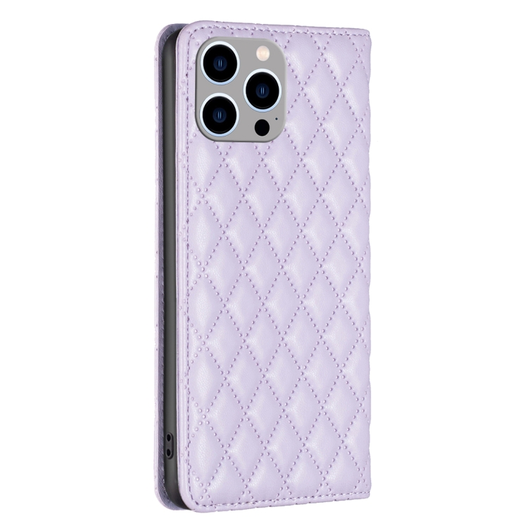 BINFEN BINFEN iPhone 15 Pro Max Fodral Diamond Flip Läder Lila