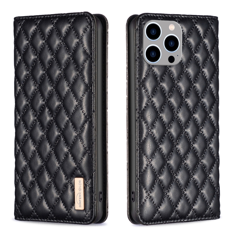 BINFEN BINFEN iPhone 15 Pro Max Fodral Diamond Flip Läder Svart