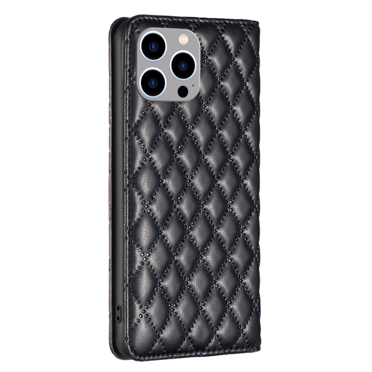 BINFEN BINFEN iPhone 15 Pro Max Fodral Diamond Flip Läder Svart