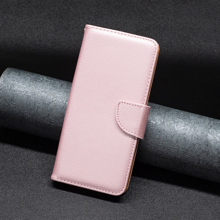  iPhone 15 Pro Max Fodral Litchi Shark Läder Roséguld