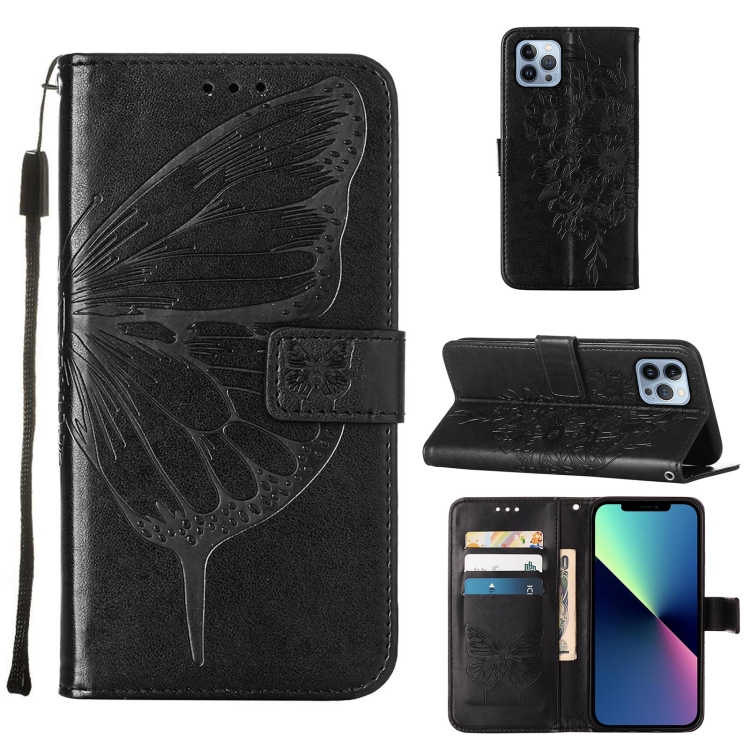  iPhone 15 Pro Max Fodral Fjäril Tryck Svart