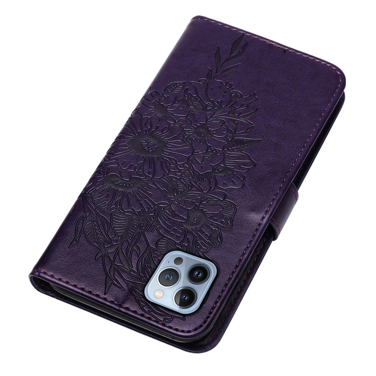  iPhone 15 Pro Max Fodral Fjäril Tryck Mörk Lila