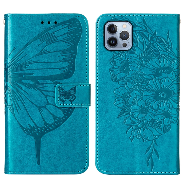  iPhone 15 Pro Max Fodral Fjäril Tryck Blå