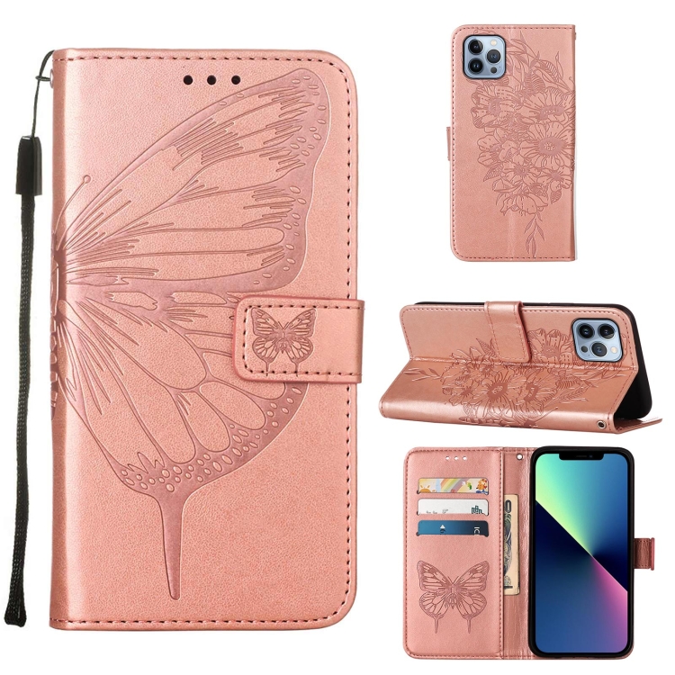  iPhone 15 Pro Max Fodral Fjäril Tryck Roséguld