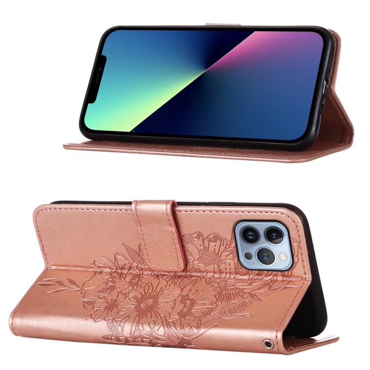  iPhone 15 Pro Max Fodral Fjäril Tryck Roséguld