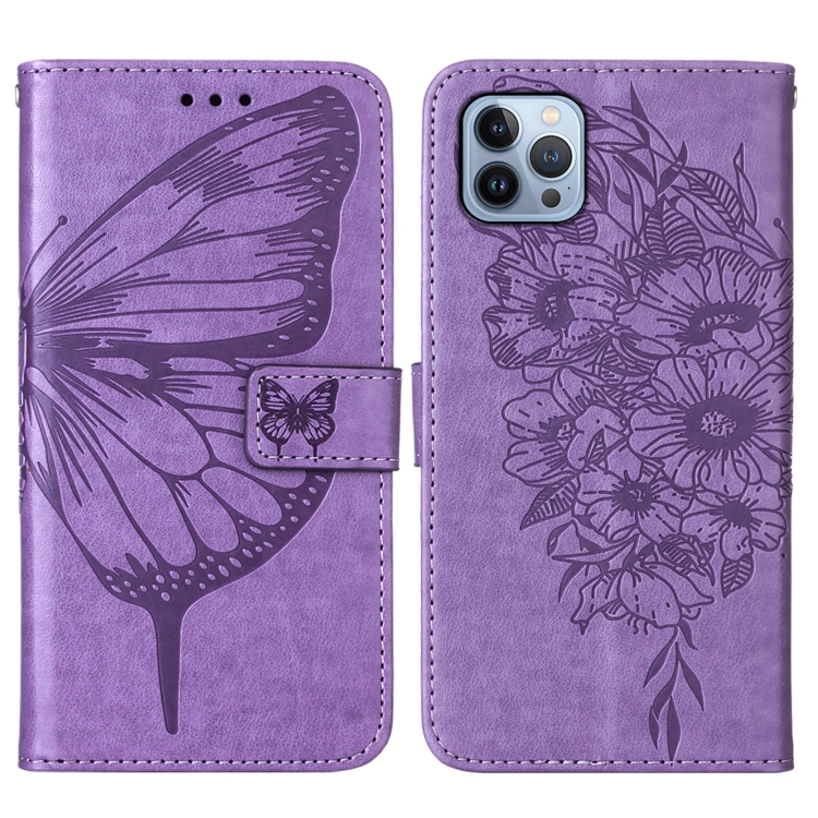  iPhone 15 Pro Max Fodral Fjäril Tryck Lila