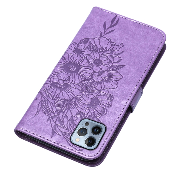  iPhone 15 Pro Max Fodral Fjäril Tryck Lila