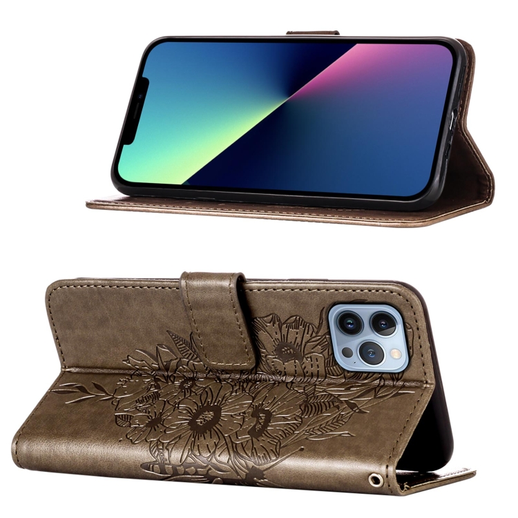  iPhone 15 Pro Max Fodral Fjäril Tryck Grå
