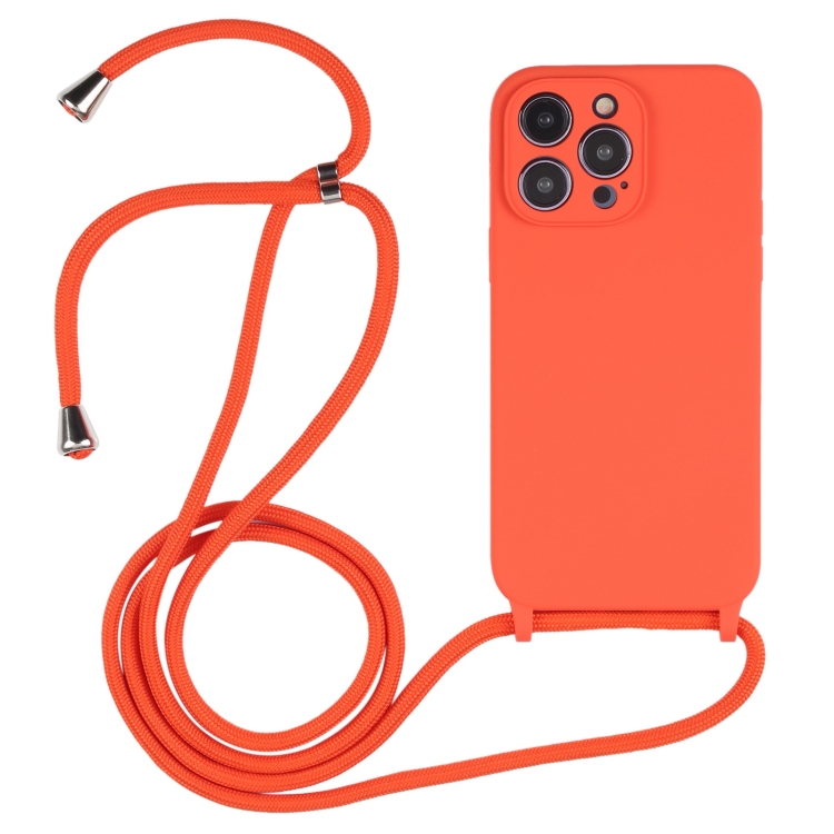  iPhone 15 Pro Max Skal Silikon Med Snöre Orange