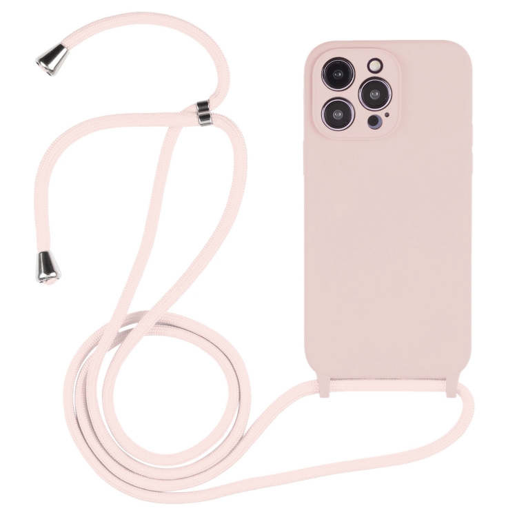  iPhone 15 Pro Max Skal Silikon Med Snöre Rosa