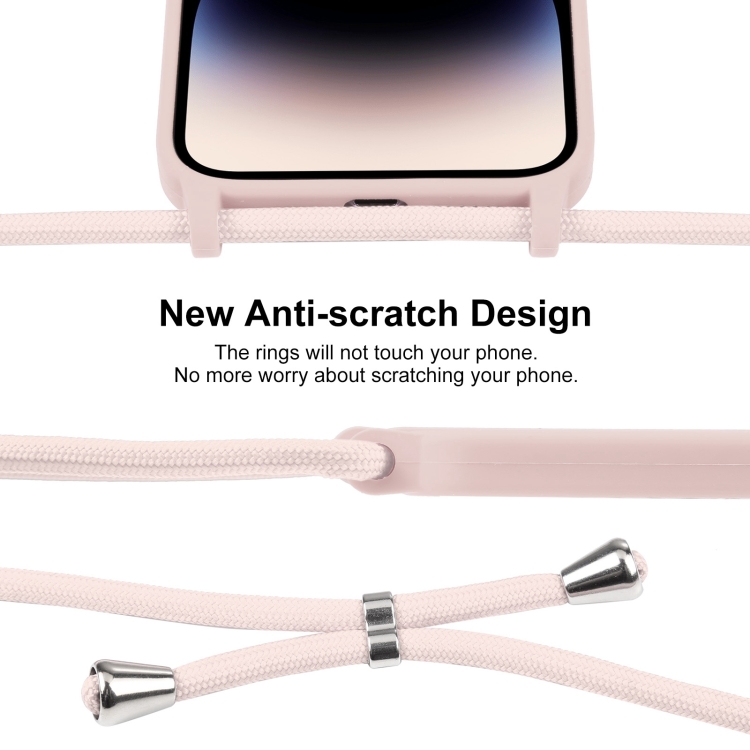  iPhone 15 Pro Max Skal Silikon Med Snöre Rosa