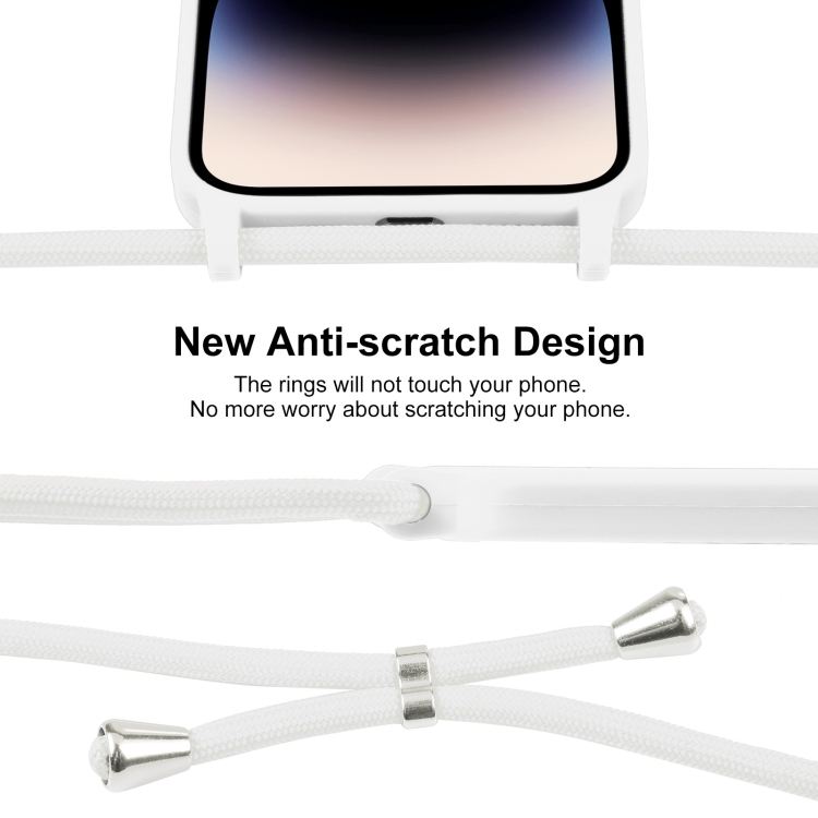  iPhone 15 Pro Max Skal Silikon Med Snöre Vit