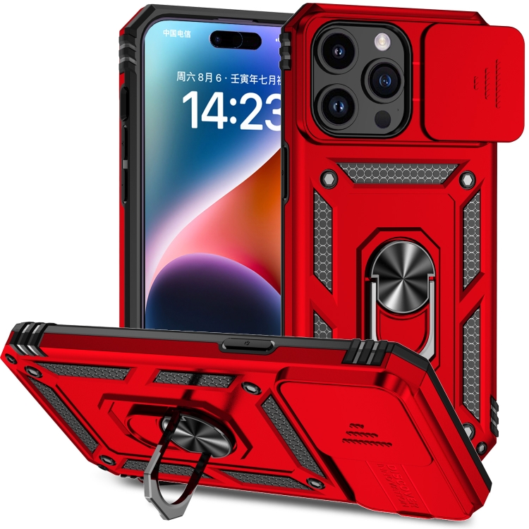  iPhone 15 Pro Max Skal CamShield Armor Ring Röd