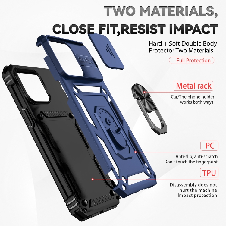  iPhone 15 Pro Max Skal CamShield Armor Ring Blå