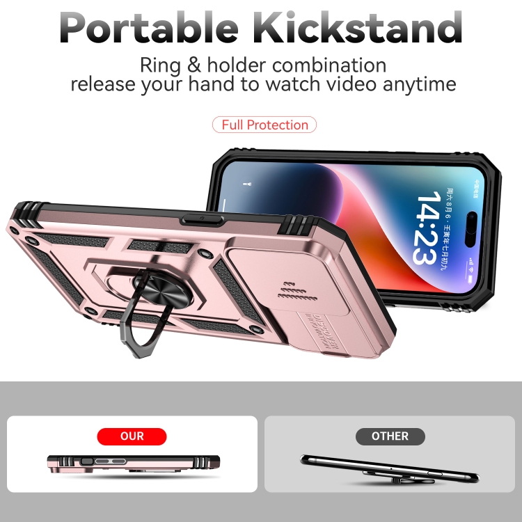  iPhone 15 Pro Max Skal CamShield Armor Ring Roséguld
