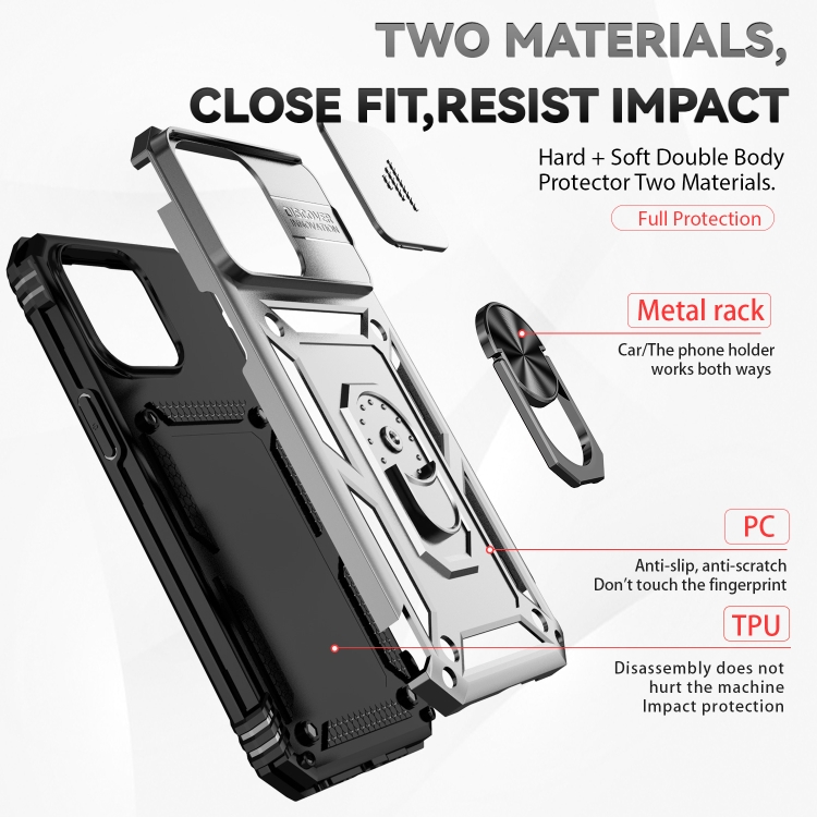  iPhone 15 Pro Max Skal CamShield Armor Ring Silver