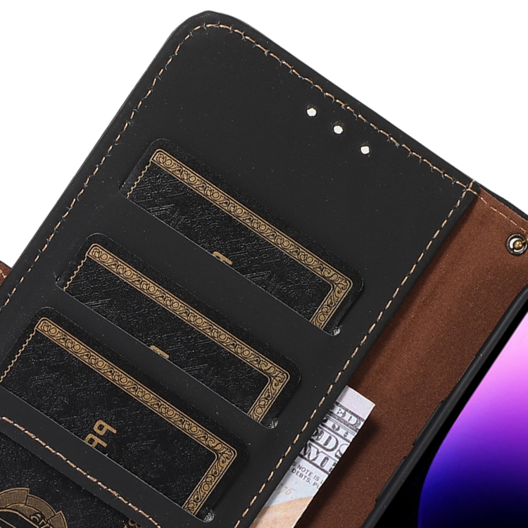  iPhone 15 Pro Max Fodral RFID Äkta Läder Svart