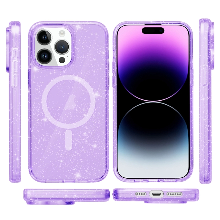  iPhone 15 Pro Max Skal MagSafe Glitter Lila