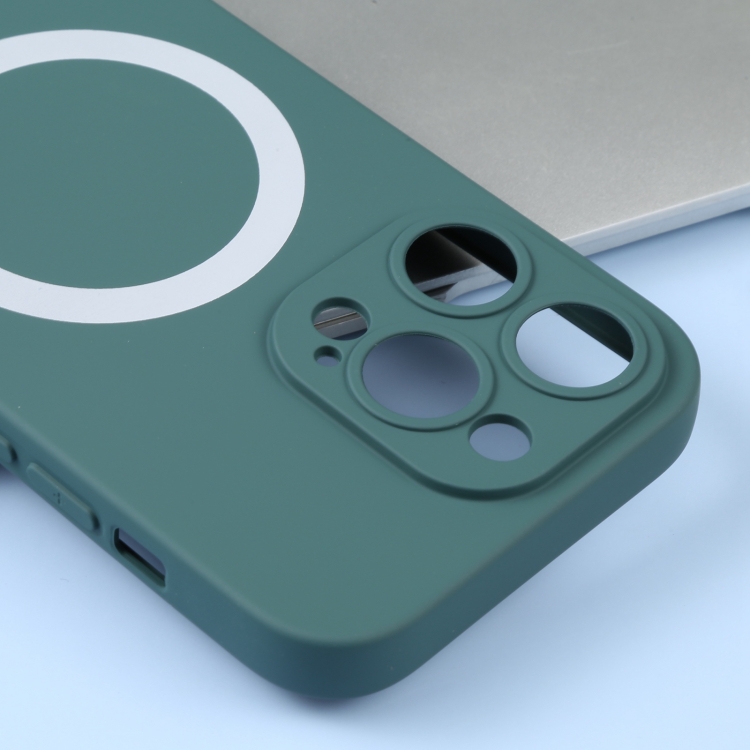  iPhone 15 Pro Max Skal MagSafe Liquid Silikon Mörk Grön