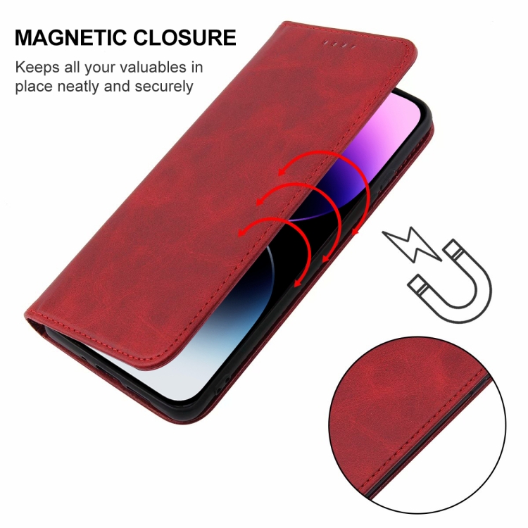  iPhone 15 Pro Max Fodral Flip Läder Röd