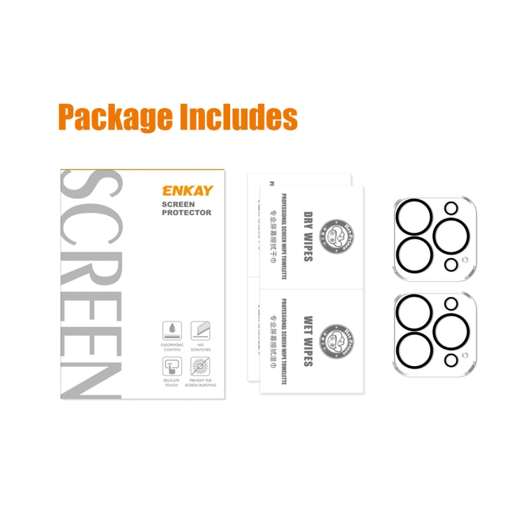 ENKAY ENKAY iPhone 15 Pro / 15 Pro Max 2-PACK Linsskydd BlackRing Härdat Glas