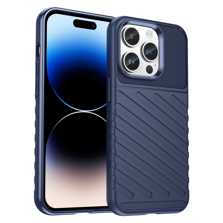  iPhone 15 Pro Skal Twill Textur Blå