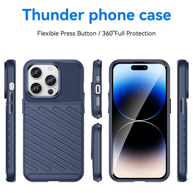  iPhone 15 Pro Skal Twill Textur Blå