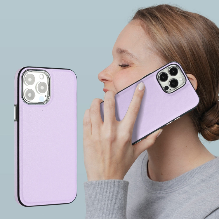  iPhone 15 Pro Skal Läderbelagt Lila