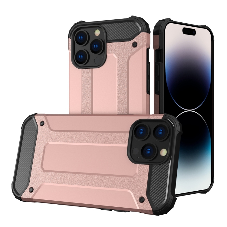  iPhone 15 Pro Skal Shockproof Armor Hybrid Roséguld