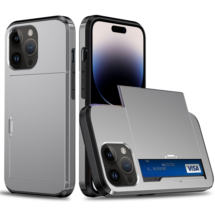  iPhone 15 Pro Skal Med Kortfack Grå