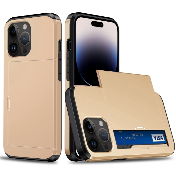  iPhone 15 Pro Skal Med Kortfack Guld