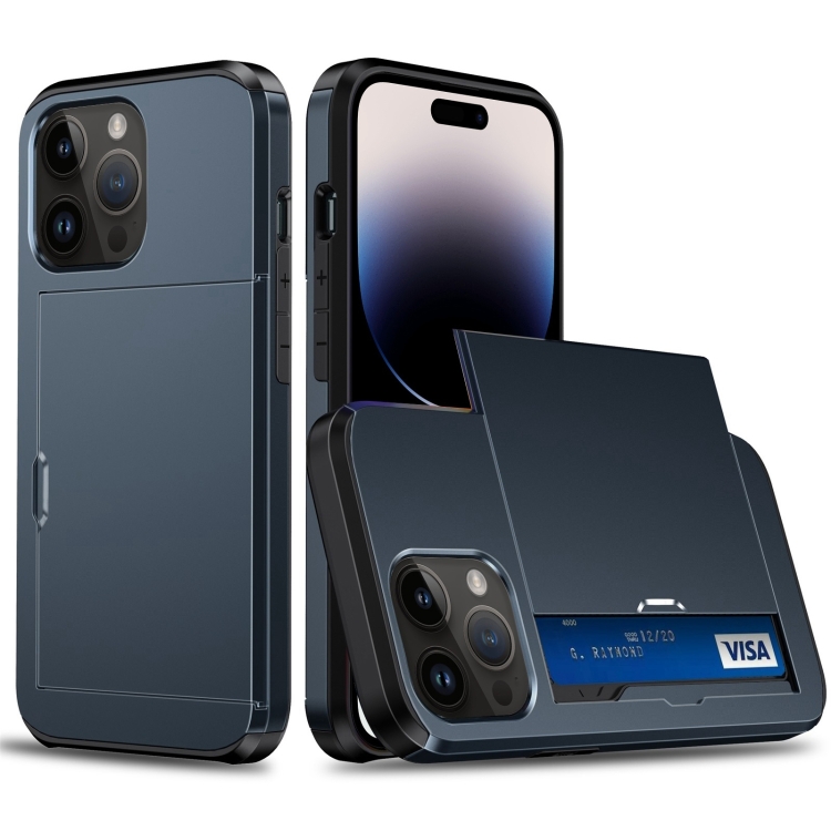  iPhone 15 Pro Skal Med Kortfack Mörk Blå